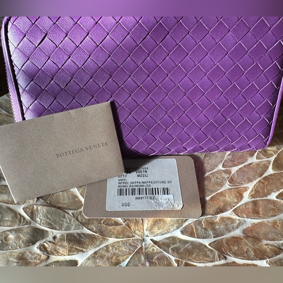 Bottega Veneta Handbags - Bottega Veneta NWT Nappa Intrecciato Zip Around Wallet Aubergine